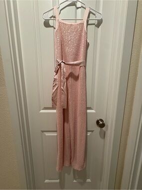 Abercrombie Kids Girls Sequin Belted Jumpsuit | Dusty Mauve | size 13/14 | NWT